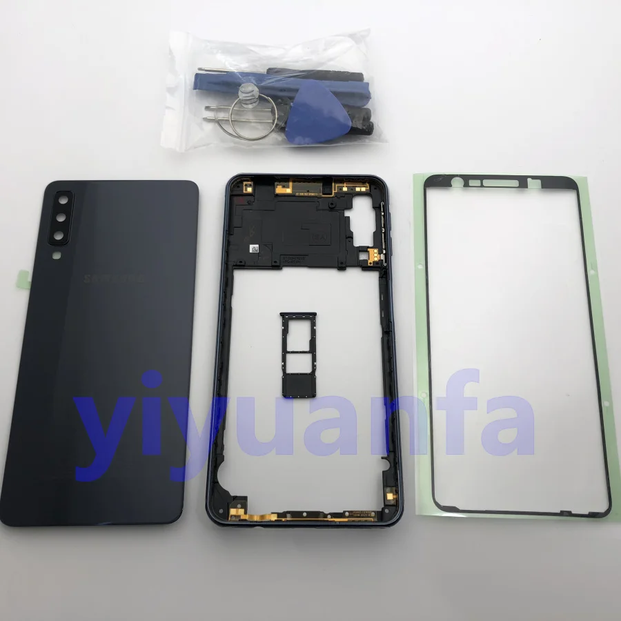 Чехол для samsung Galaxy A7, A750, A750F, задняя крышка, стеклянная дверь, полный корпус, чехол, A750, средняя рамка, наклейка
