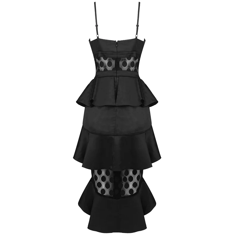 Новинка 2019 женское платье летнее сексуальное Сетчатое в горошек с рюшами Русалка