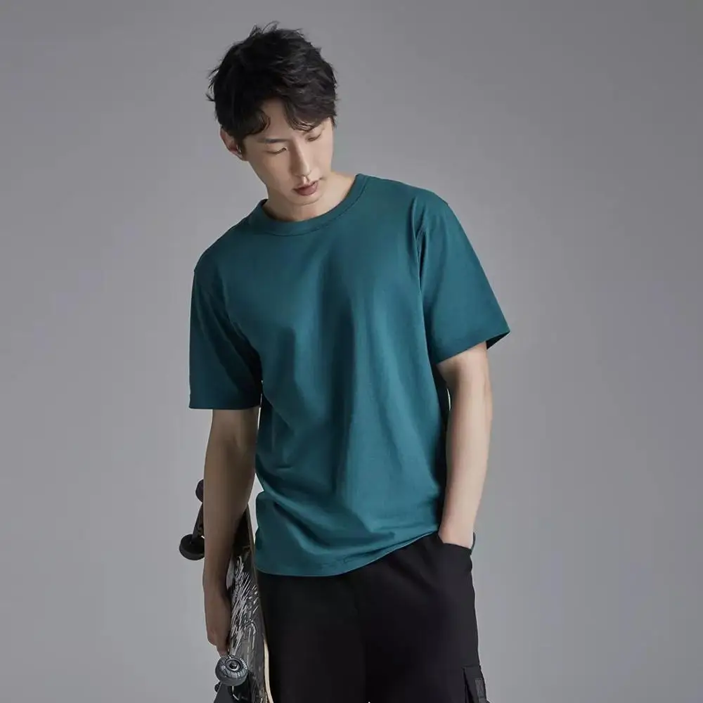 

Youpin Men Summer T-shirt Loose Round Neck Short Sleeve Solid Color Casual male 100% Cotton T-shirt