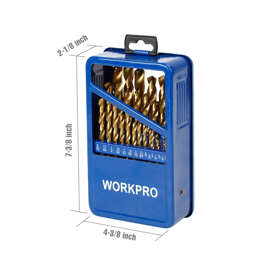 Набор из 29 титановых сверл в металлическом чехле WORKPRO|Сверла| |