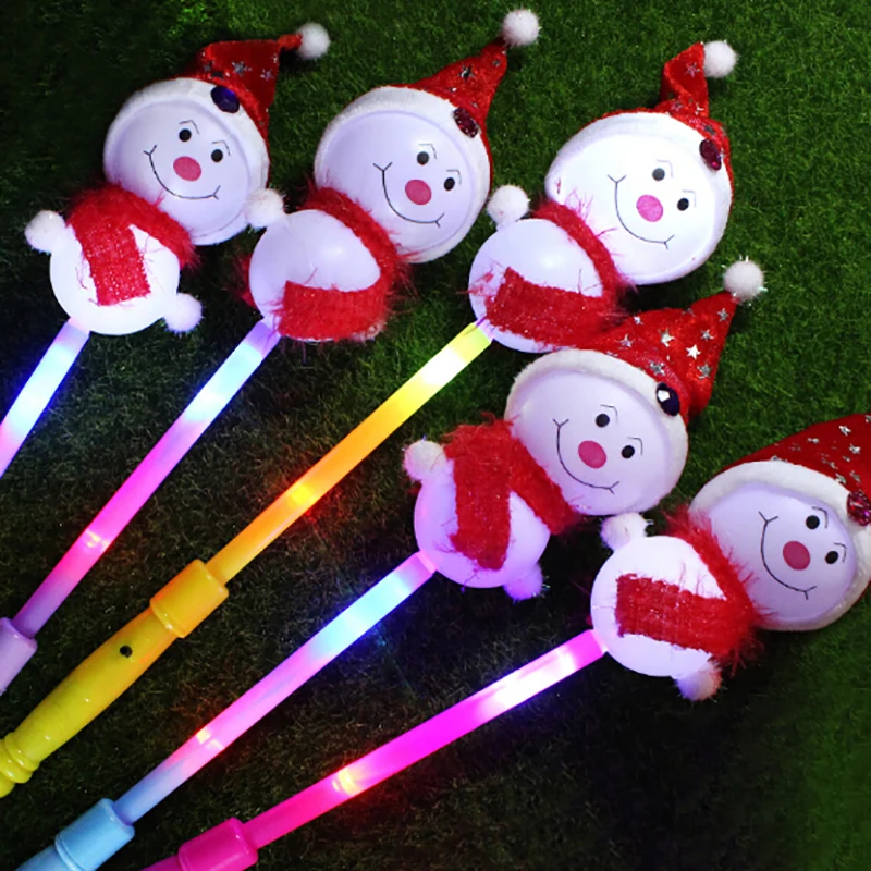 Рождественские светящиеся палочки милый снеговик LED мигающая палочка подарок