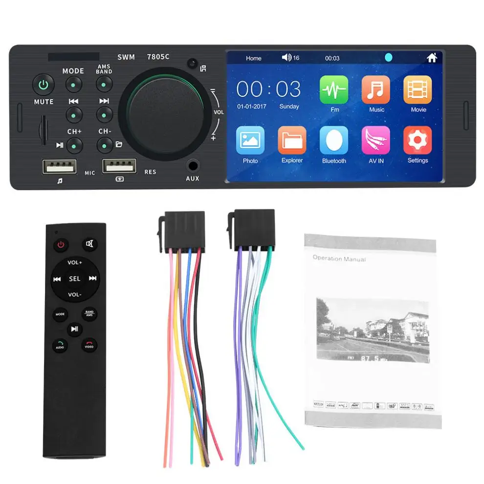 Mp5-плеер 4 1 дюйма Din 2 USB Bluetooth поддержка быстрой зарядки телефона и камеры заднего