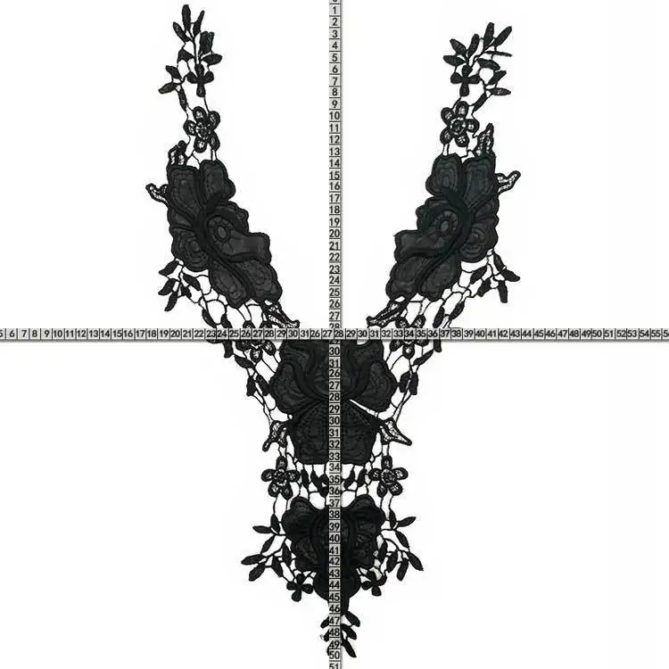 1PCS Black 3d Flowers Fabric Collar Neckline Embroidery Applique Evening Dress Guipure Trim Decorative Lace Scrapbooking 2019 | Дом и сад