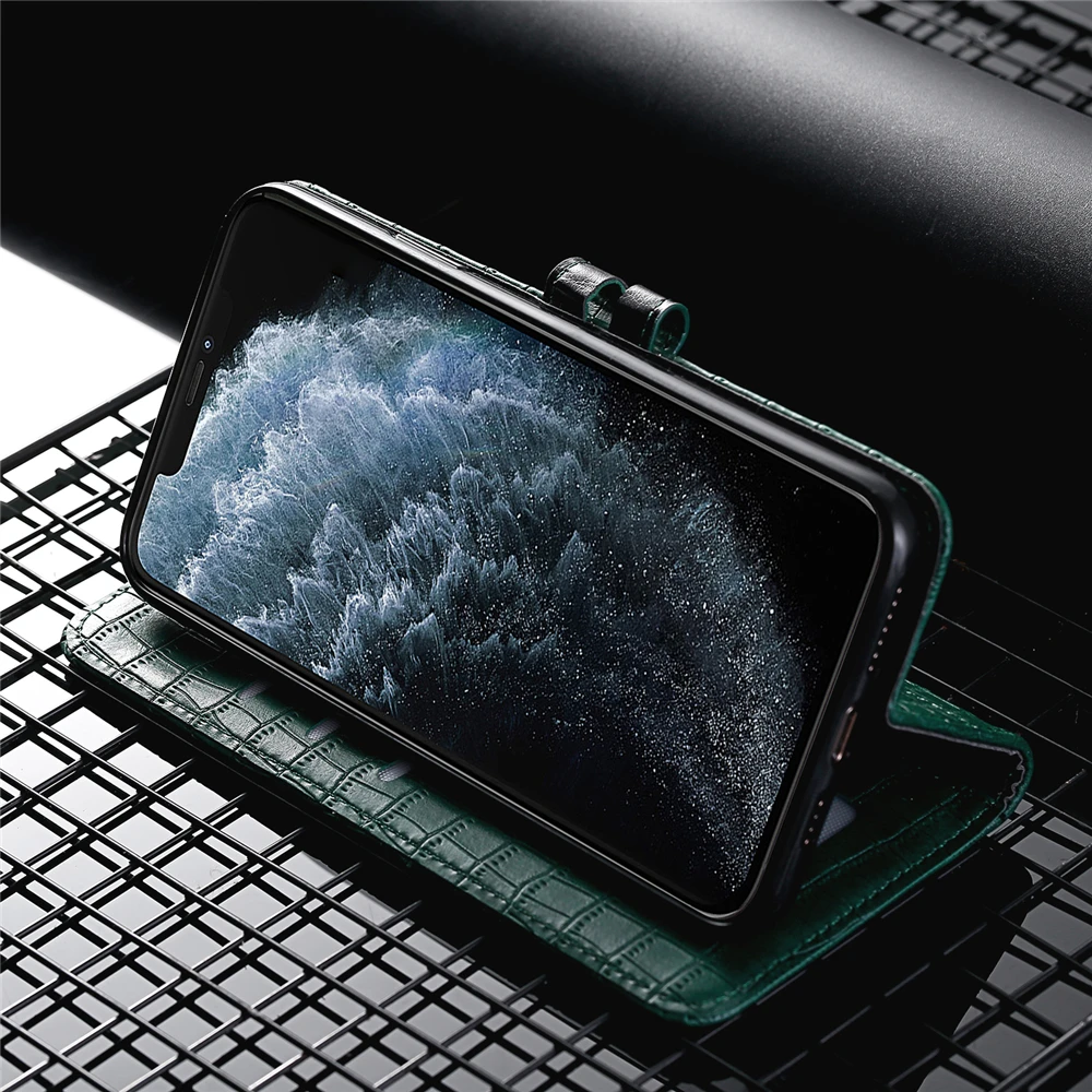 Чехол-книжка в стиле ретро из искусственной кожи крокодила для Apple iPhone 11 pro 6s 6 7 8 Plus X Xr Xs Max, чехол с отделением для карт и подставкой