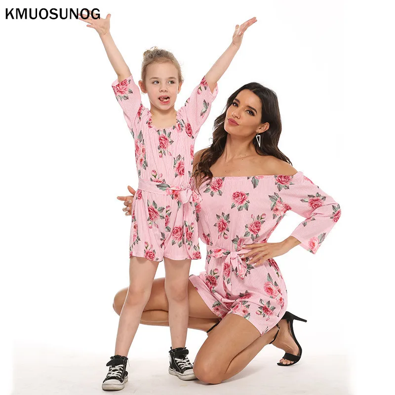 Летние комбинезоны Мама и я одежда для маленьких девочек темно синего цвета с