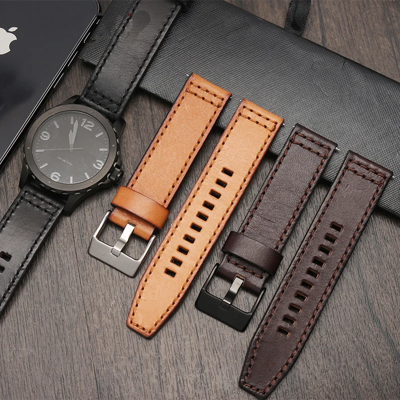 

Ремешок из натуральной кожи для Fossil JR1354 | 1487 | 1424, высококачественный ремешок для часов в стиле ретро, быстросъемный, дизельный, черный, темно-...