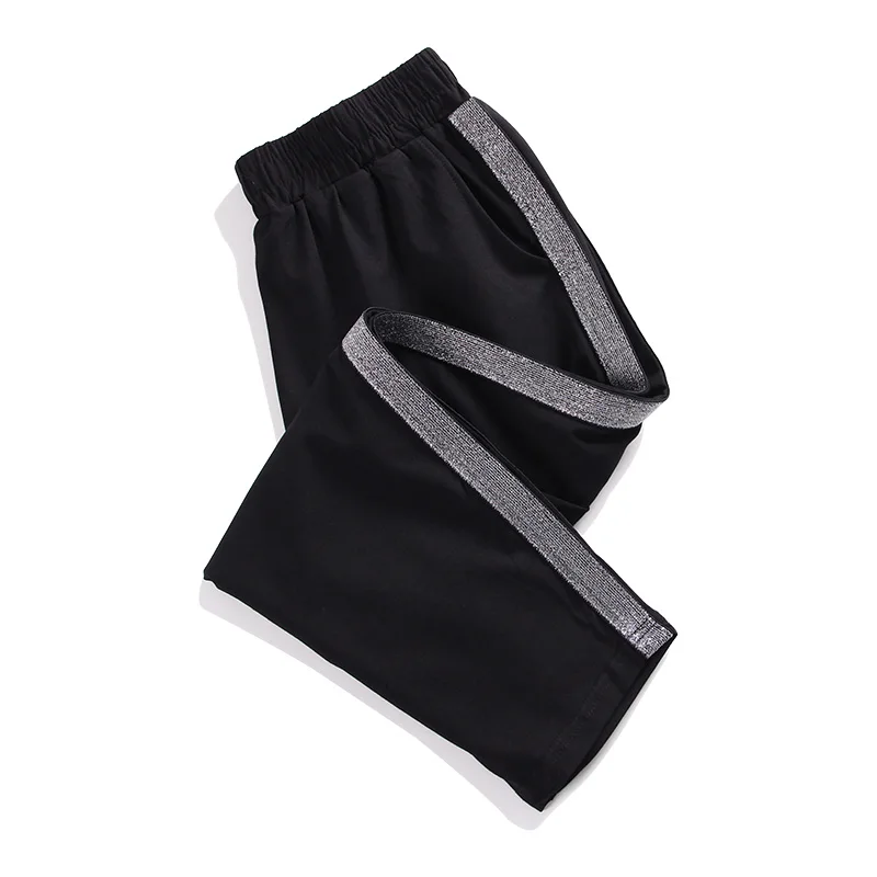 

Sweatpants Women Side Striped Harem Pants Black Elastic Waist Joggers Pant Loose Casual Trousers Female Ankle-length Bottoms
