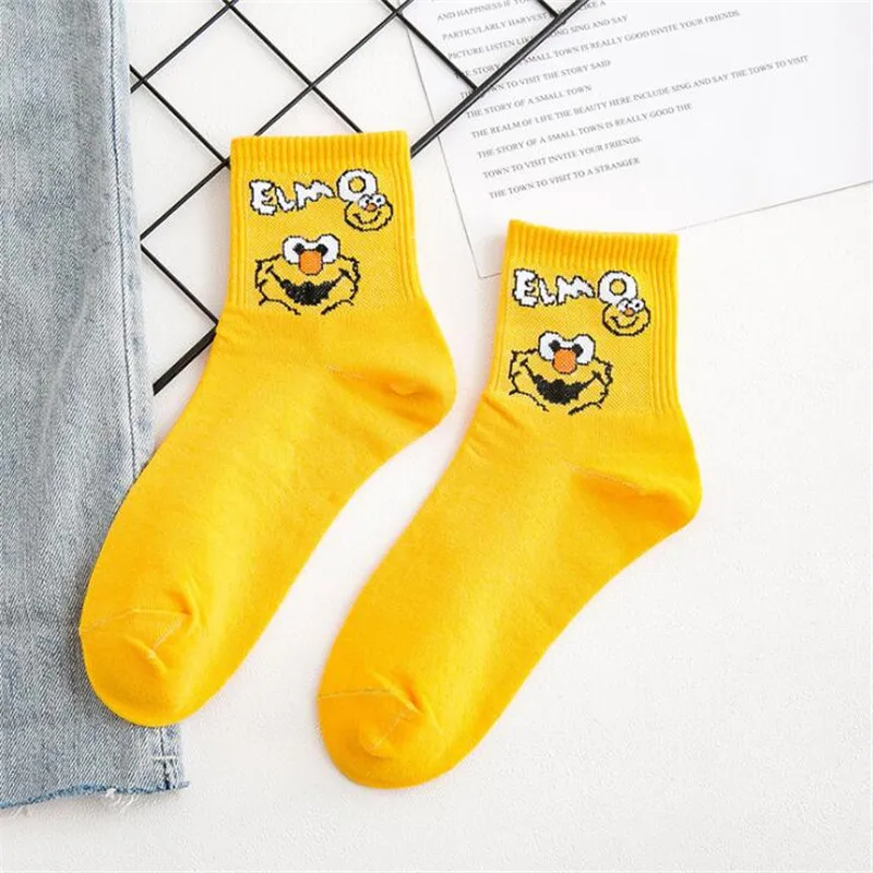 

Street Fashion Sock ELMO and COOKIE MONSTER Socks Cartoon Printed Sport Middle tube Socks Daily Wear Accessories All-match