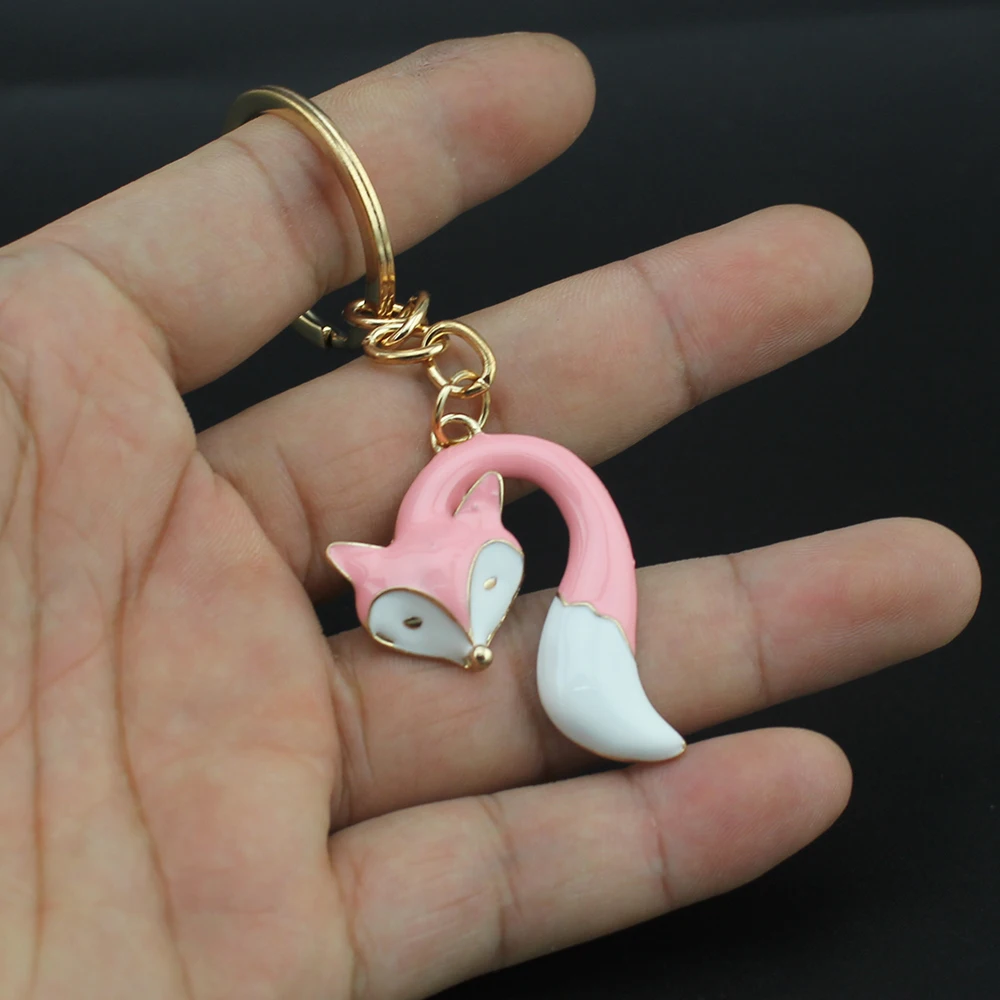 Pink Fox Hapiship новые женские/мужские модные ювелирные изделия лиса Жираф Сова ключи цепочки Ключи Кольца Сплав амулеты подарки YS001 - Цвет: Pink Fox