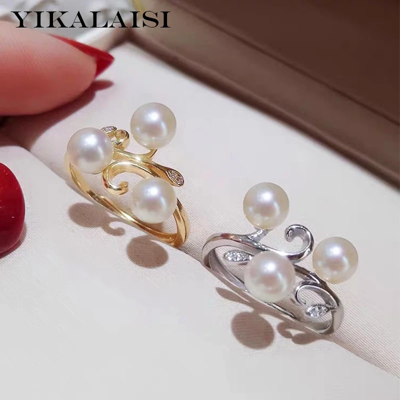 

YIKALAISI ювелирные изделия из стерлингового серебра 925 пробы, сплюснутая жемчужина, кольца 2020 из натурального жемчуга 4-5 мм, кольца для женщин, о...
