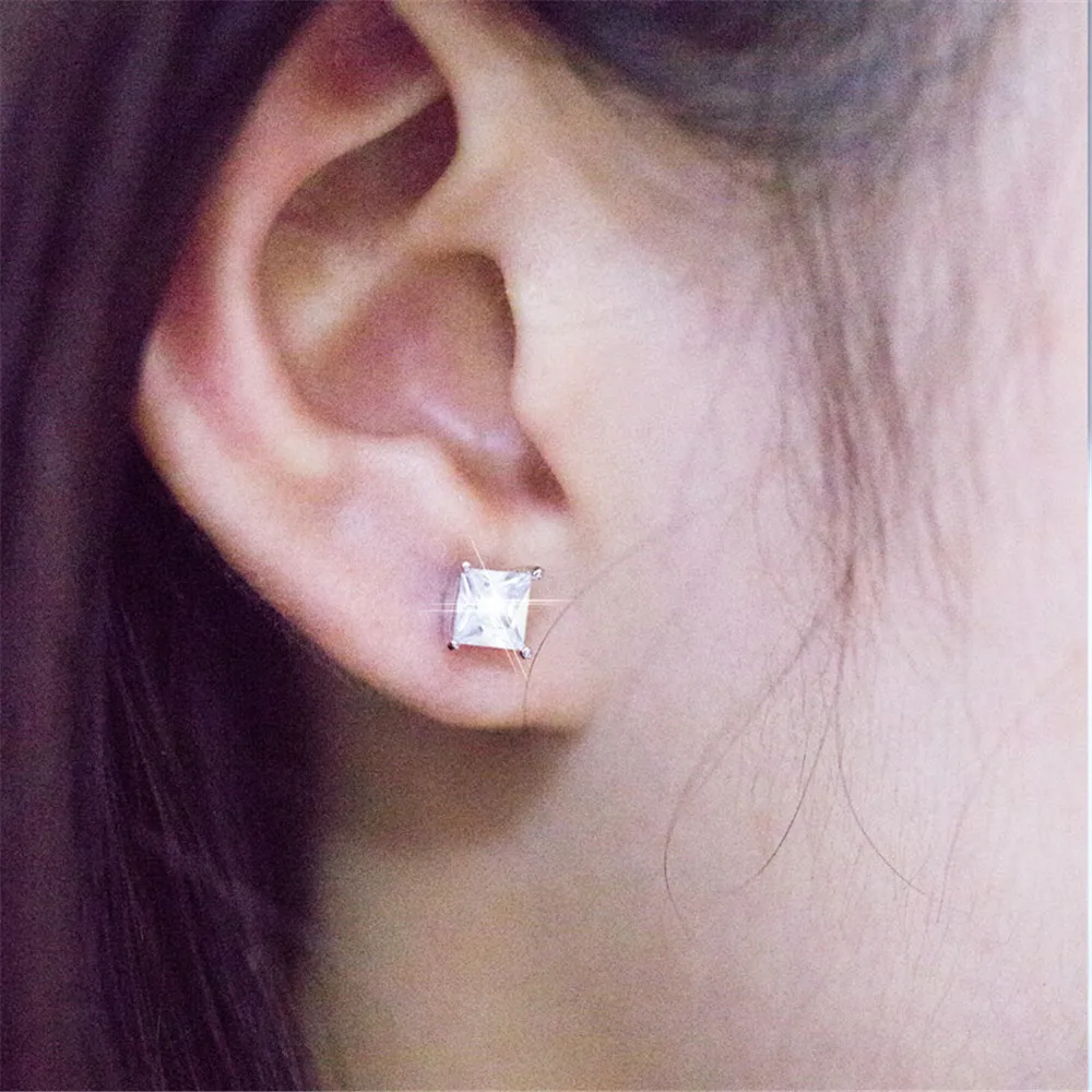 Элегантные серьги гвоздики Huitan с квадратным кубическим цирконием гало