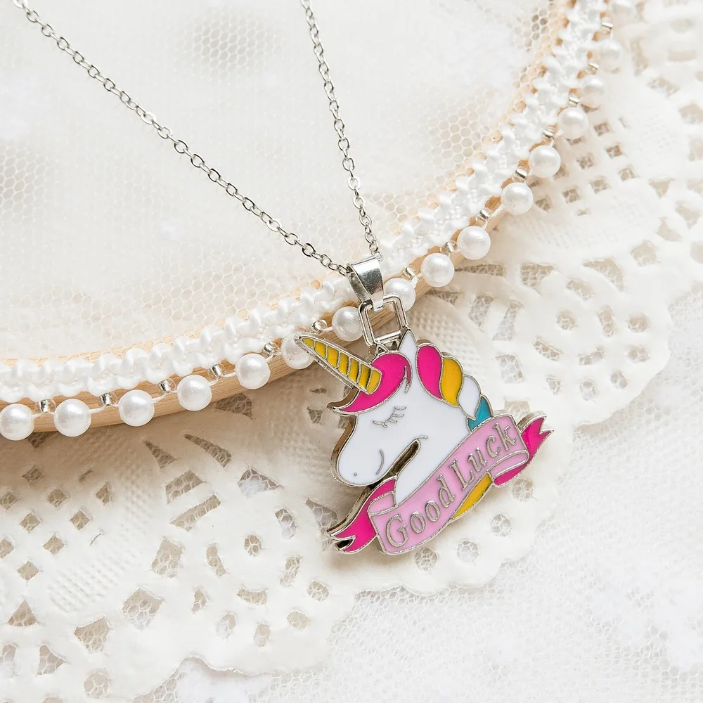 2019 девушки красочные Радуга ожерелье с подвеской в виде единорога мультфильм