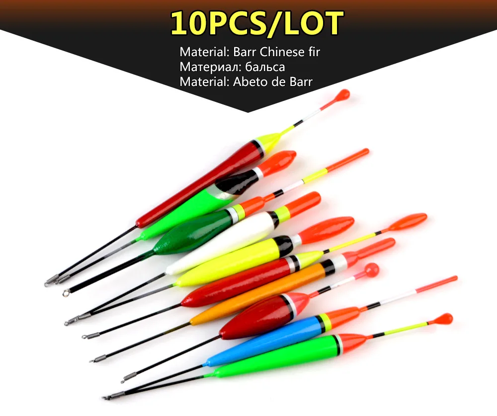 

NEW 10pcs/lot Carp Fishing Float Set Buoy Bobber Stick For Fish Pesca Tackle Vertical Mix Size Color Ice Fishing Accessories