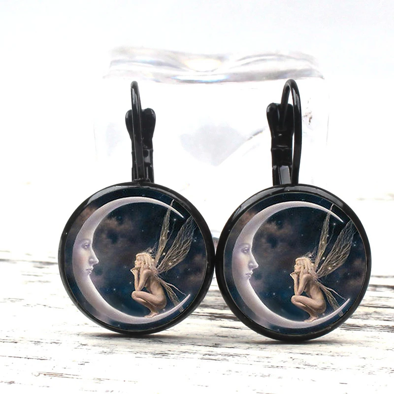 Лидер продаж! Готические Подвесные серьги в виде ангела и Луны индивидуальные