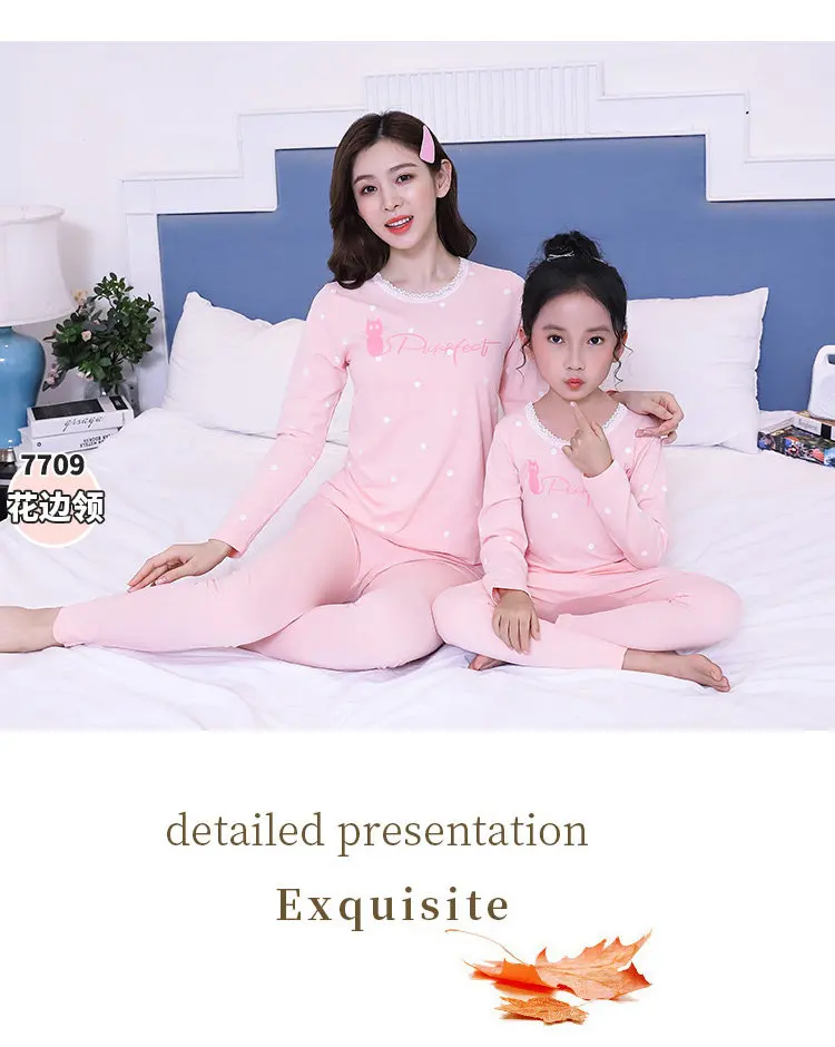 Cute Snowman Matching Family Christmas Pajamas Children Korean Cotton Mother Daughter Outfit Pants Matching Christmas Pajama Set