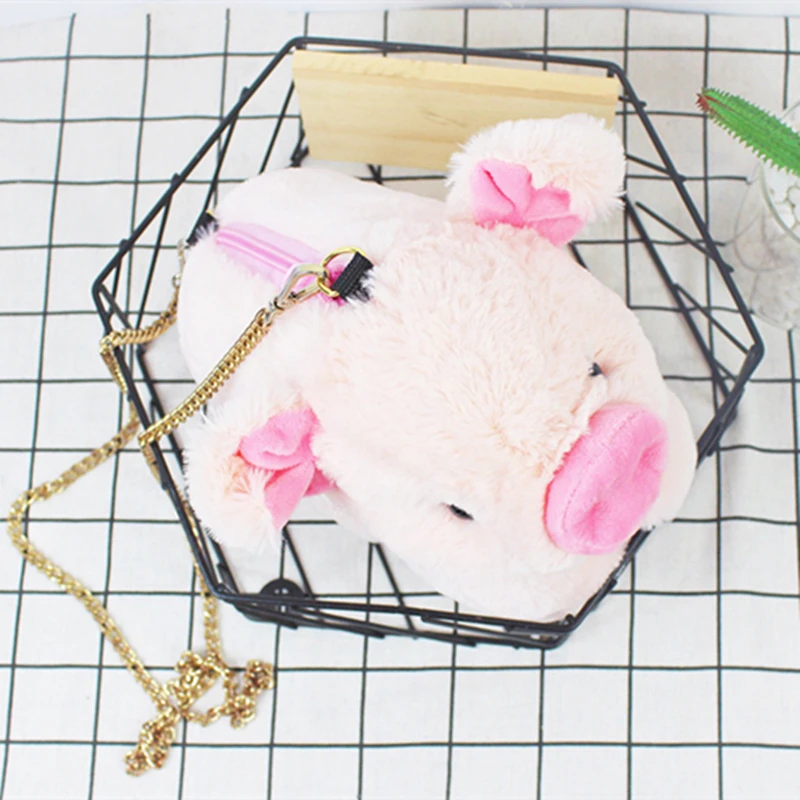 Розовая плюшевая свинья сумка для куклы набивные животные на одно плечо кошелек
