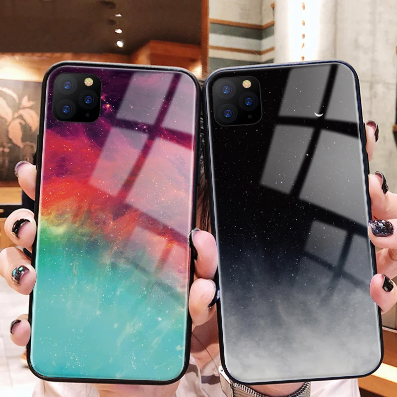 для iPhone 11 Pro Max чехол Роскошный i телефонный apple X XR XS макс. закаленное стекло задней