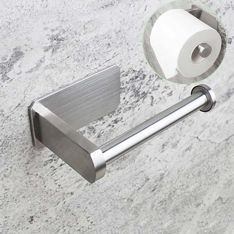 

Toilet Paper Holder Kitchen Accessories Paper Roll Self Adhesive Wall Mount Stainless Steel Bathroom Tissue Towel Rack Holders