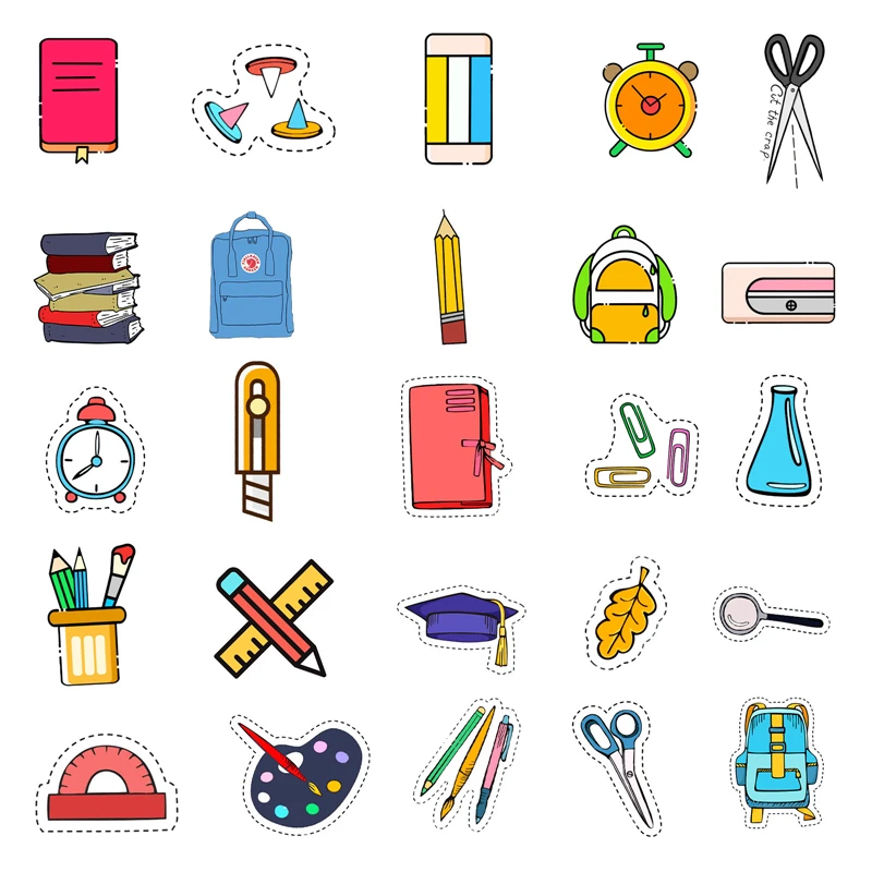 

50pcs Schoolbag Stationery Cartoon Children Stickers Skateboard Guitar Suitcase Girls Waterproof scrapbooking Sticker Kid Toy