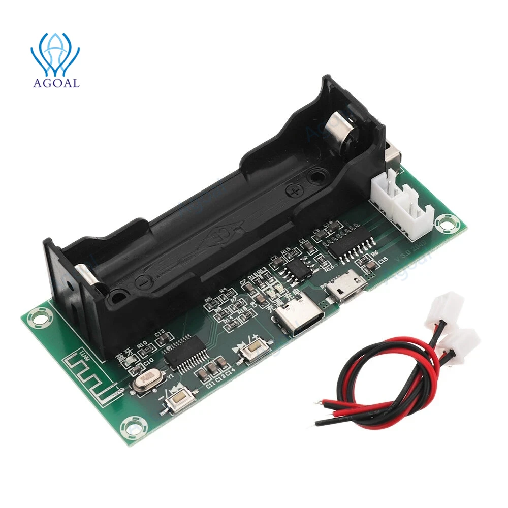 

XH-A153 Bluetooth 5.0 Amplifier Board Lithium Battery Holder Dual Channel 2*3W Stereo Class D Amplifiers Active Speaker PAM8403