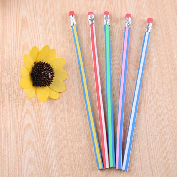 

5 карандашей шт гибкий мягкий карандаш с ластиком канцелярский студенческий резиновый, свинцовый карандаш для письма школы офиса поставка ...