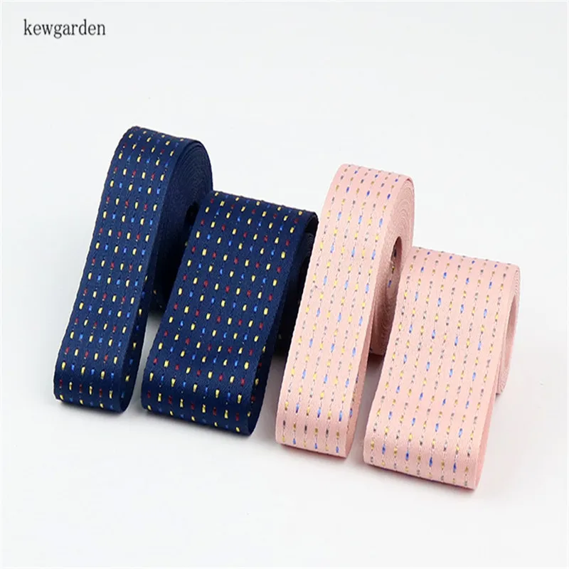 

Kewgarden Color Dots Stripe Cotton Ribbon 1.5" 1" 25mm 38mm DIY Bow Corsage Accessoriess Sewing Riband Handmade Tape 10 Yards