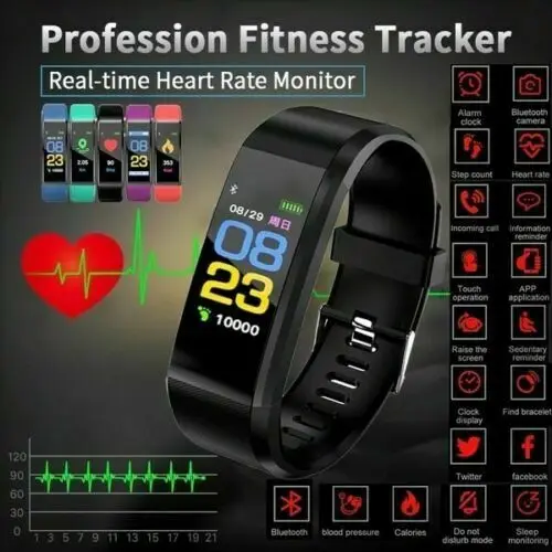 

ID115 HR Plus Bluetooth Smart Watch Fitness Tracker Bracelet fréquence cardiaque