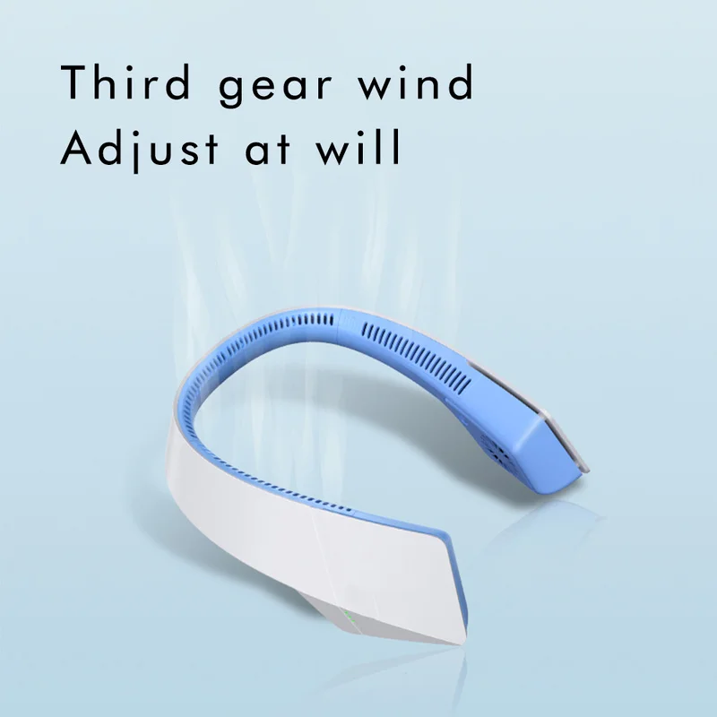 

Quiet Neck-mounted Mini Leafle Fan USB Charging Home Outdoor Portable U-shaped Sports Fan 2400mA Air Cooler