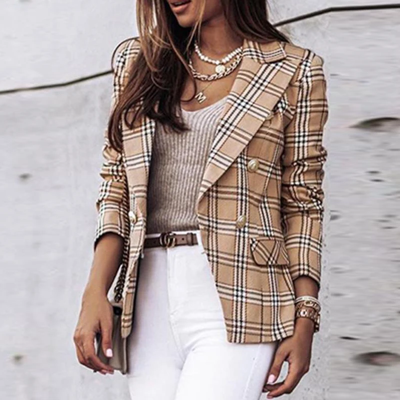 Осень-зима 2021 Женский костюм с отложным воротником на пуговицах элегантный