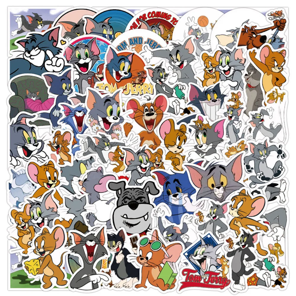 

10/30/50PCS Cartoon Tom Jerry Cat and Mouse Stationery PVC Stickers For Phone Laptop Funny Graffiti Sticker Decals Kid Toy