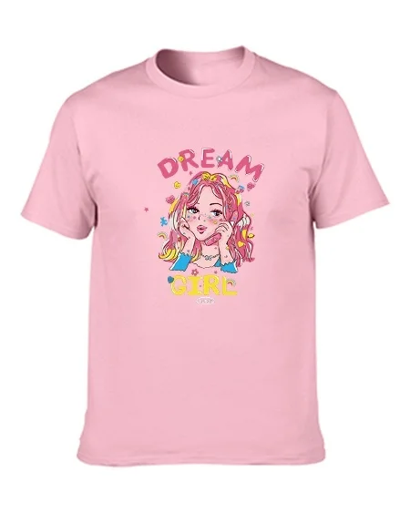 

VIP HJN Dream Girl Printed T Shirt Ulzzang Spring Tops Women Fashion Tees Summer Short Sleeve Cotton Net Red Printed T-shirt