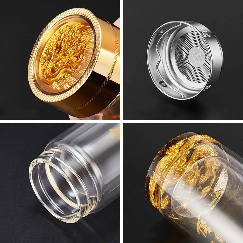 Двойная прозрачная стеклянная Мужская изоляция для чая девушек студенток дома