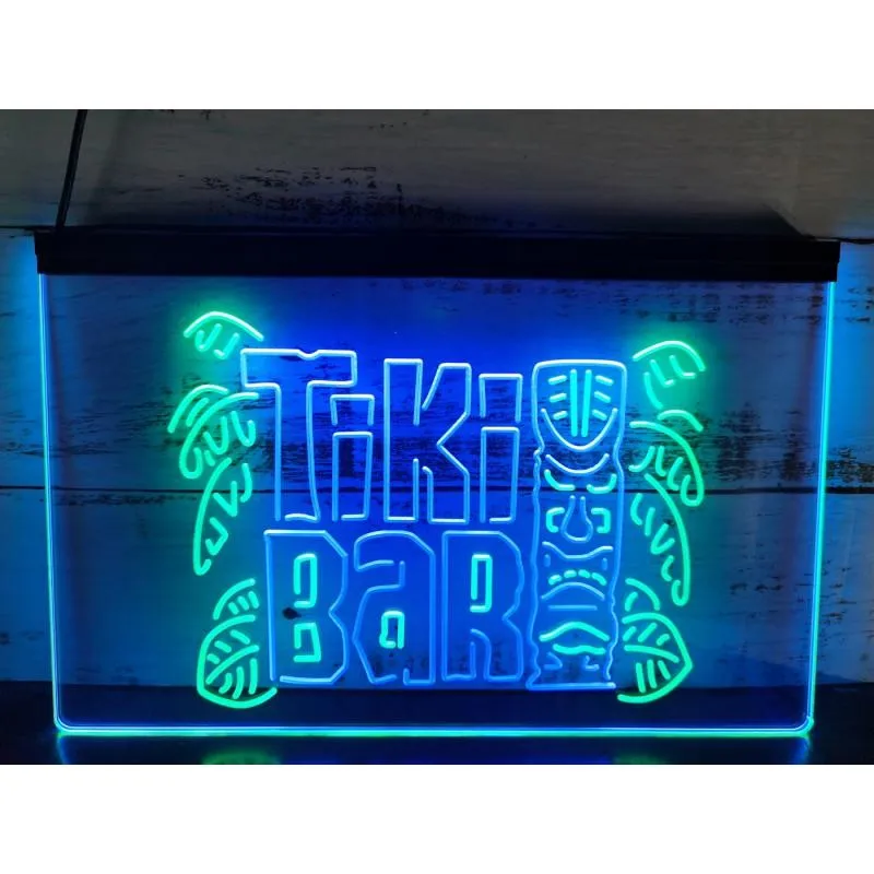 

SS196 Tiki Bar Mask Beer Pub Club Wine Dual Color LED Neon Sign