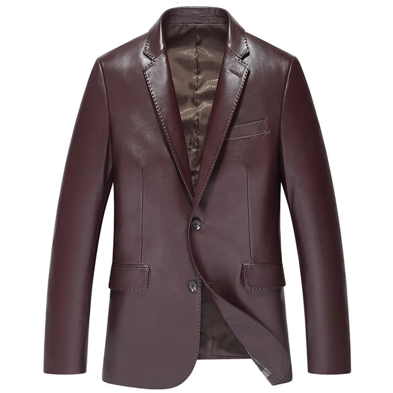 Мужской пиджак из натуральной овечьей кожи черный синий винно-красный S14CZF1401