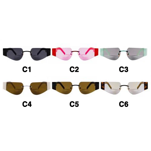 2021 New Trendy Rimless Cat Eye Sunglasses Fashion Retro Big Bee Shape Frame  Women Black Lens Unique Glasses Y12 images - 6