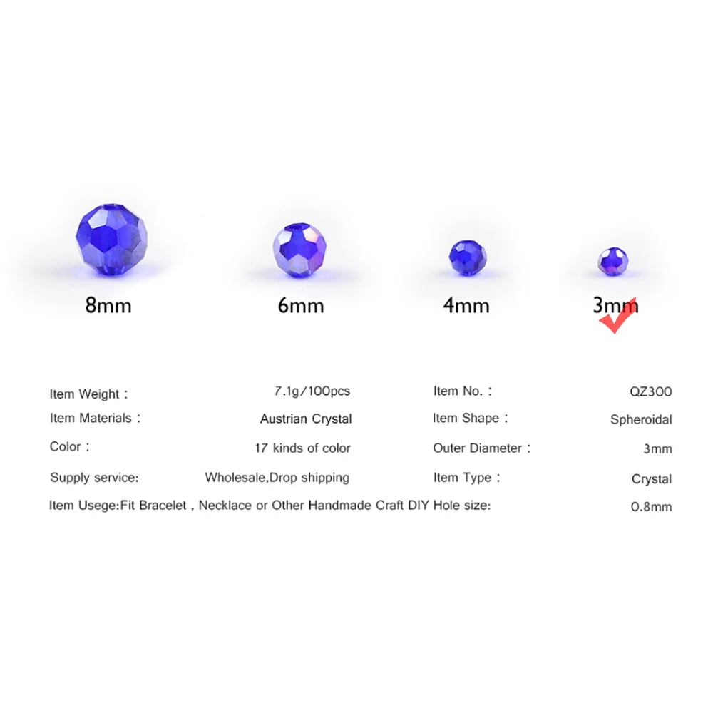 

HGKLBB 200pcs Faceted Austrian crystal beads Ball 3mm Round Spacer Loose Glass beads for jewelry making bracelet Needlework DIY