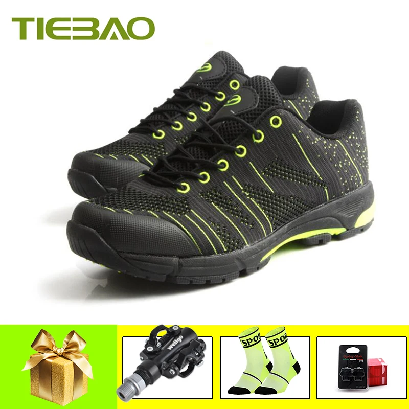 TIEBAO sapatilha ciclismo mtb Мужская обувь для отдыха и велоспорта самофиксирующиеся дышащие кроссовки для езды на велосипеде тканая обувь для велосипеда - Цвет: pedals with 1814 G