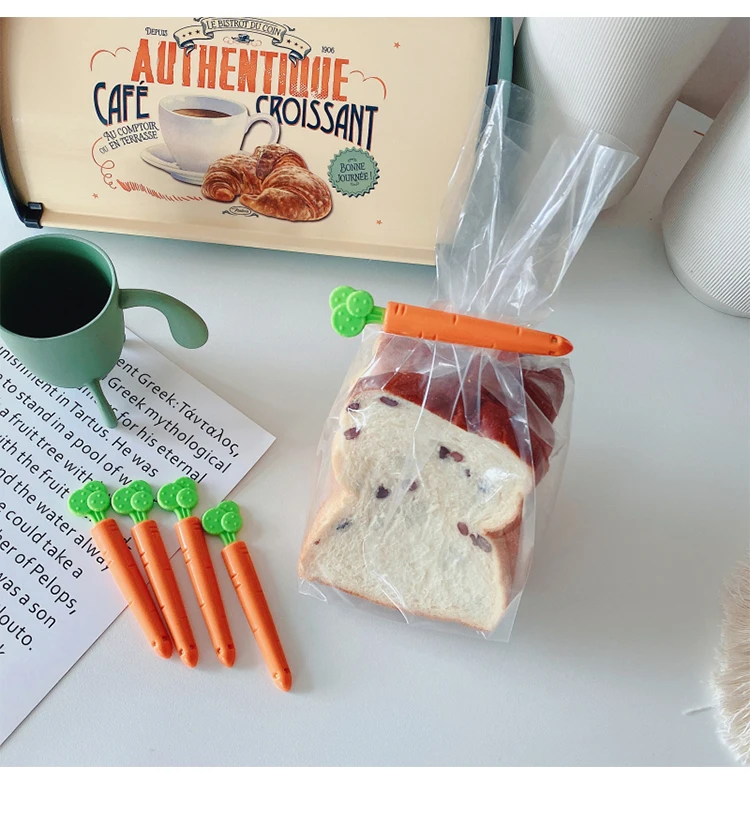 

5PCS Carrot Milk Powder Sealing Clip Kitchen Food Bag Sealing Clip Plastic Cartoon Snack Bag Sealing Clip Tea Clip Coffee Clip