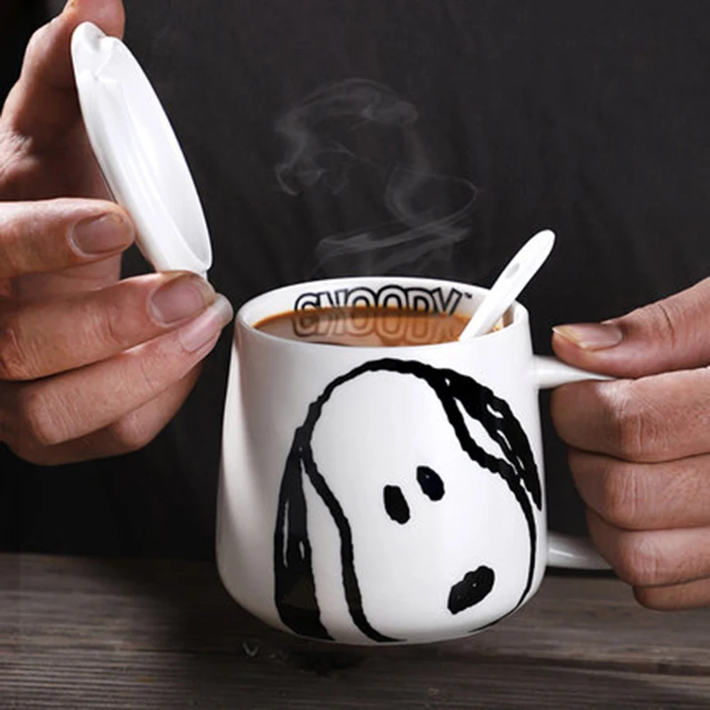 Мультяшная простая кофейная чашка Snoopy в японском стиле 301 400 мл керамическая