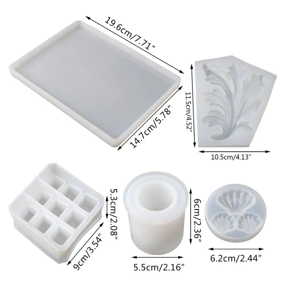 

5 Pcs Silicone Resin Molds 9-Slot Lipstick Organizer Epoxy Molds Pen Holder Mold for Epoxy Crafts DIY Craft Making