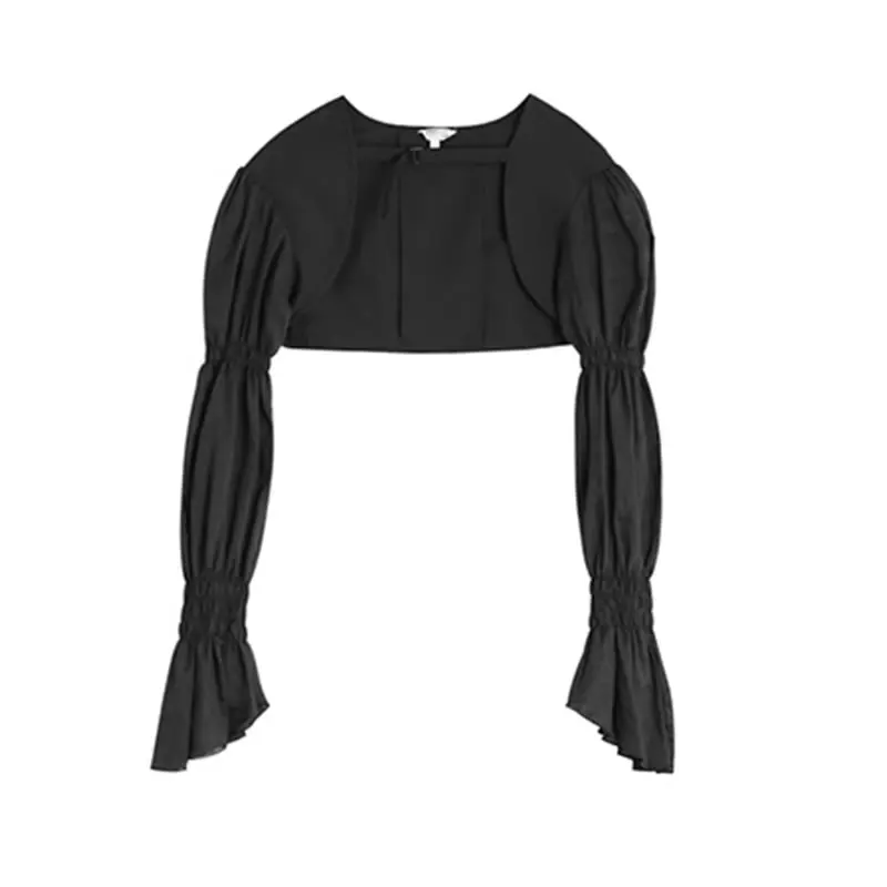

XITAO Full Sleeve Jacket Fashion New Women Pleated Niche Design Retro Lantern Sleeve Small Fresh Casual Style Coat WLD6220
