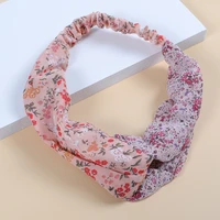womens fashion all match with twisted pink floral hairband on top of the head womens elastic hair ring