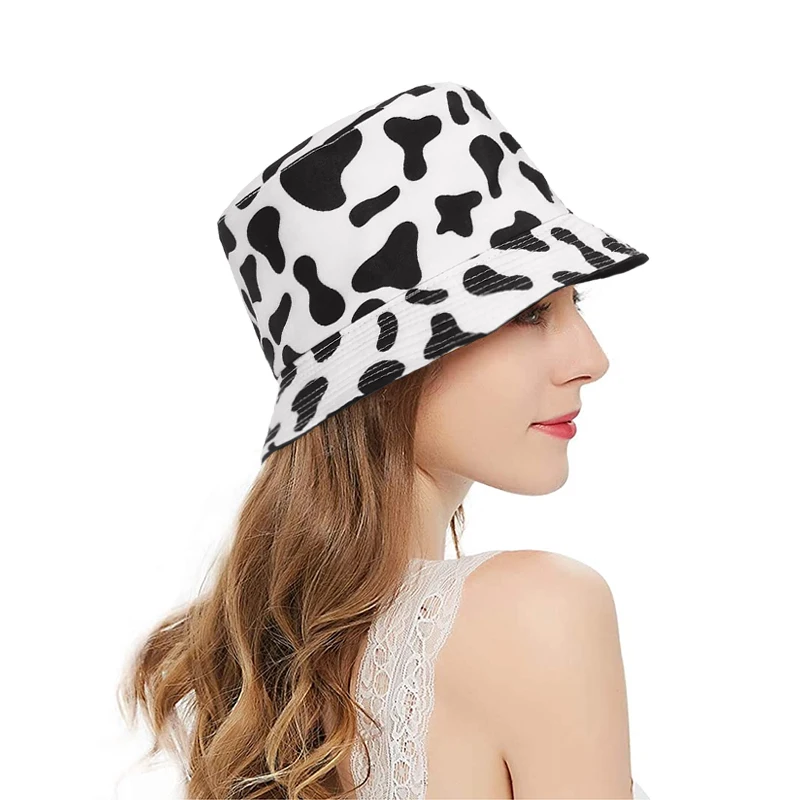 

2021 New Cows Printing Bucket Hats Hiking Climbing Hunting Fishing Outdoor Protection Caps Women's Summer Sun Hat