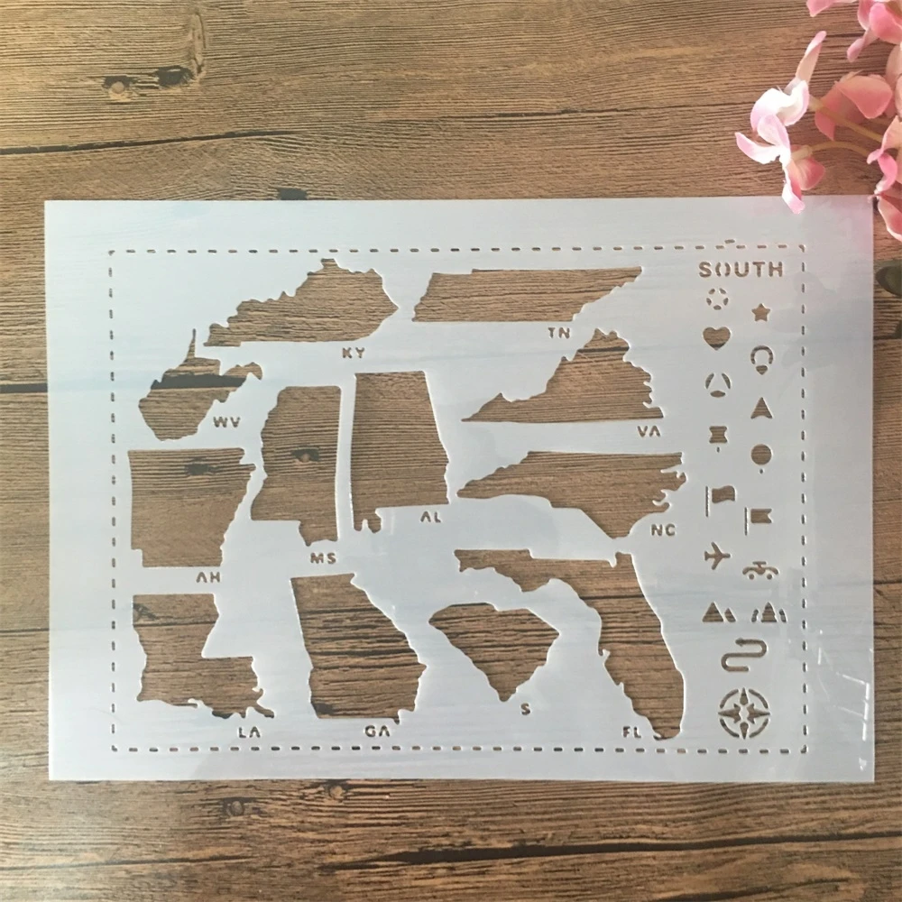 

A4 29cm US Map South States DIY Layering Stencils Wall Painting Scrapbook Coloring Embossing Album Decorative Template