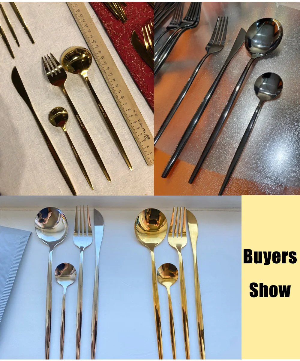 24pcs stainless steel cutlery set knife fork spoon set tableware dinnerware kitchen gadget dining table silverware talheres free global shipping