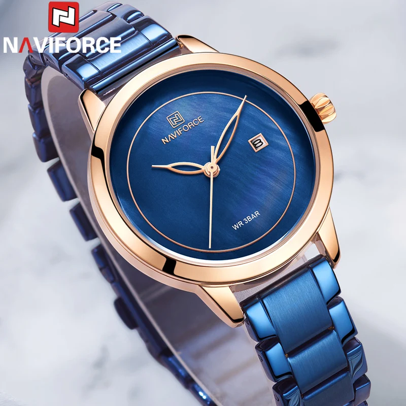 NAVIFORCE, женские часы, Топ бренд, роскошные женские наручные часы, нержавеющая сталь, классический браслет, женские часы, Relogio Feminino 5008