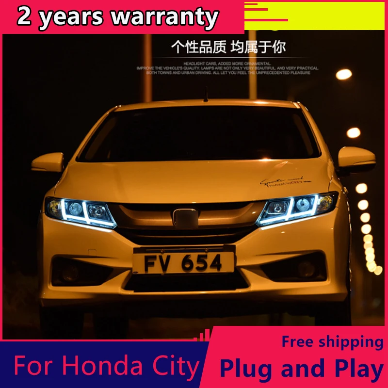 

KOWELL Car Styling For Honda City 2014-2016 LED Headlight for City Head Lamp LED Daytime Running Light LED DRL Bi-Xenon HID