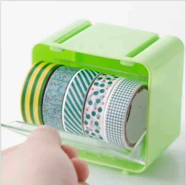 

1 Pcs Japanese Stationery Masking Tape Box Washi Tape Storage Organizer Desktop Tape Holder DIY Tools Office Supplies