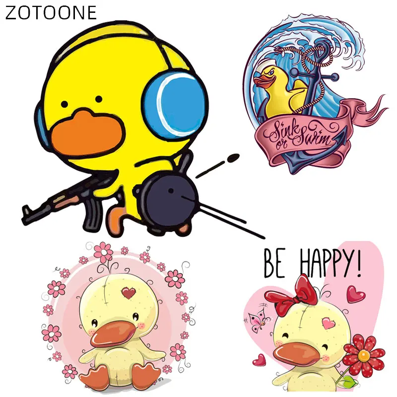 ZOTOONE заплатки в виде животных для одежды с желтым утенком Наклейки