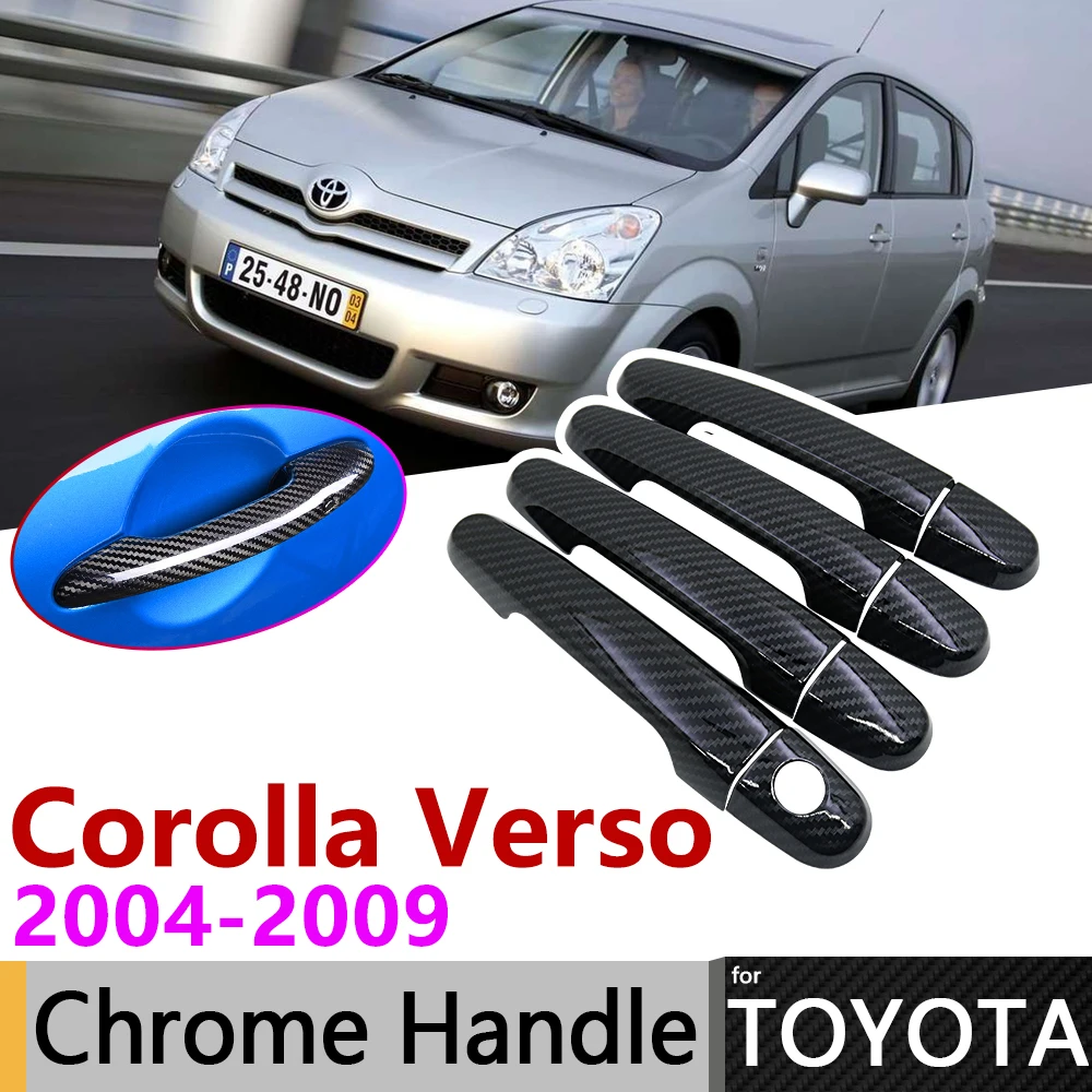 Черная накладка на дверную ручку из углеродного волокна для Toyota Corolla Verso AR10 2004 ~ 2009